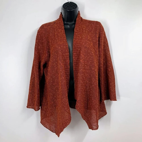 Eileen Fisher Women's Cardigan Linen Blend‎ Knit Open Front Coastal Sweater SZ M - Picture 1 of 12